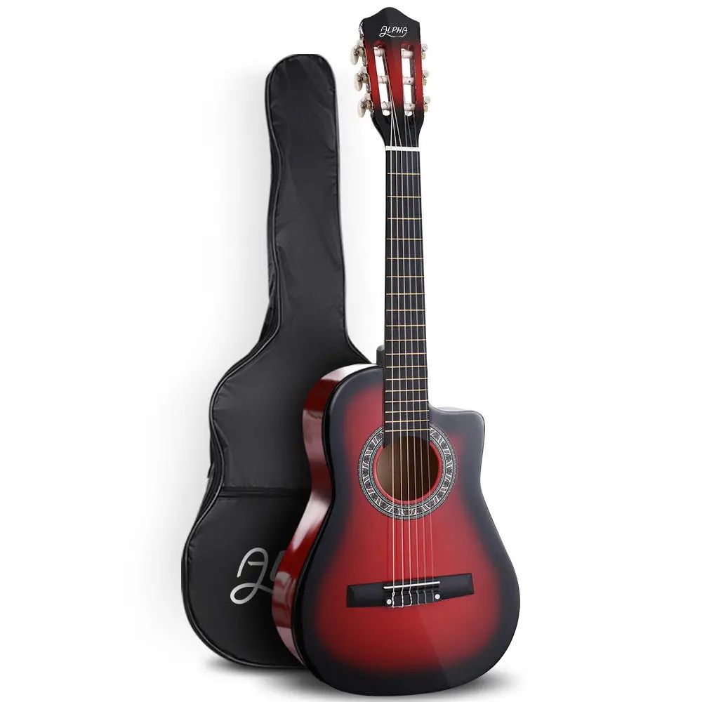 Alpha 34" Classical Guitar Wooden Body Nylon String Beginner Kids Gift (Red) 1