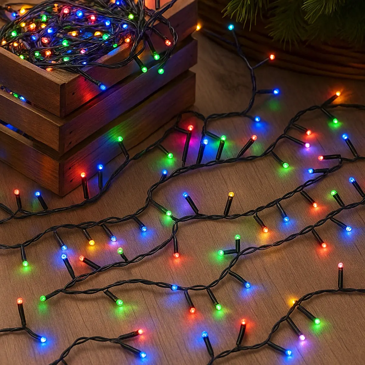 Lexi Lighting Solar 420 Led Fairy Christmas Lights Chain With Dark Green Cable - Multicolour 1