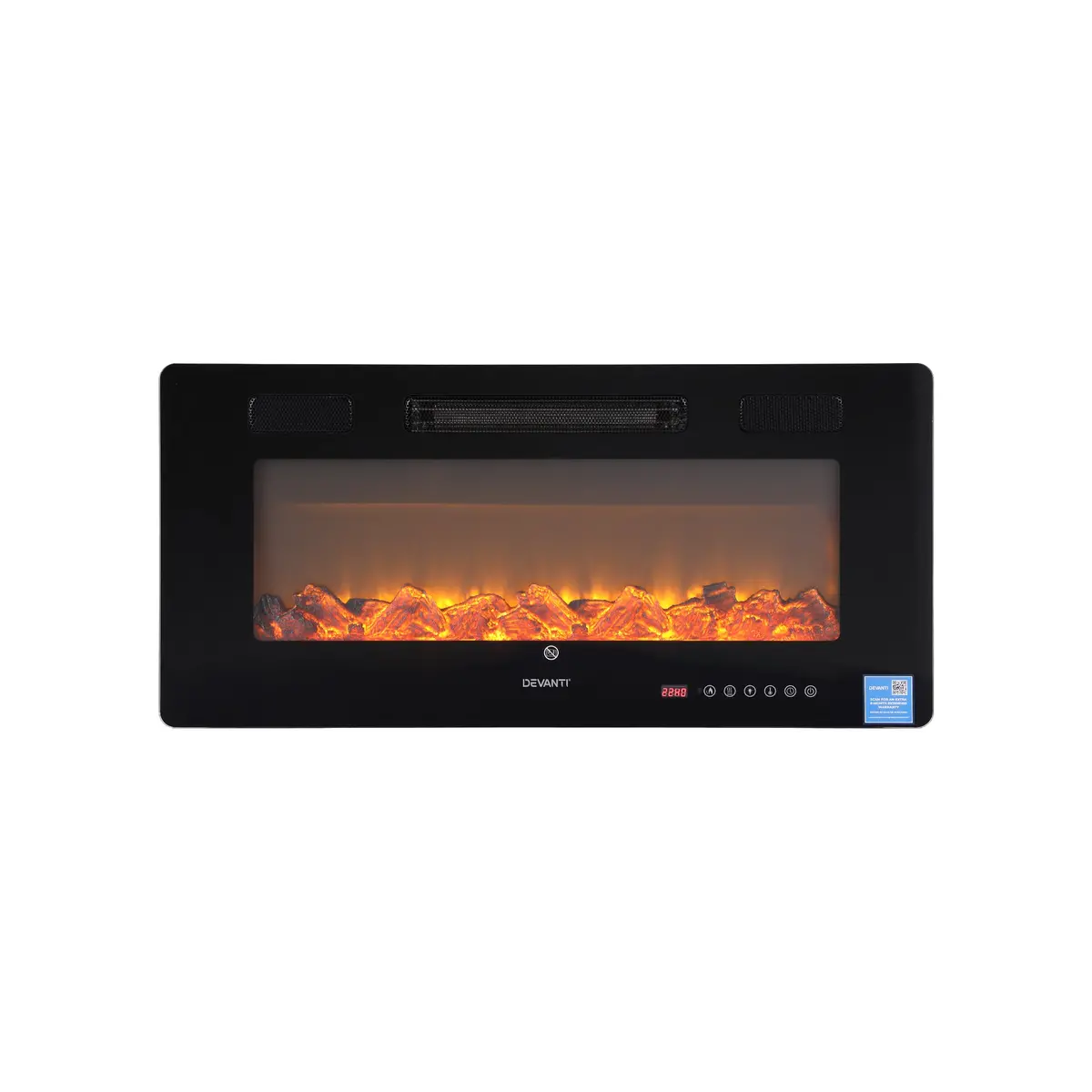 Devanti Electric Fireplace Fire Heater Wall Mounted Insert 3D Flame 1800W Remote Control 1