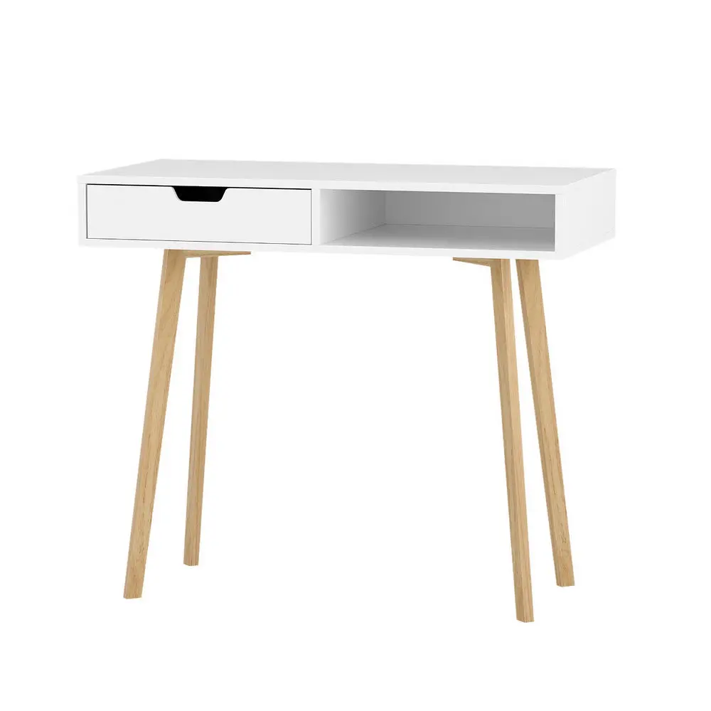 Artiss Computer Desk Drawer Cabinet Shelf White 90Cm 1