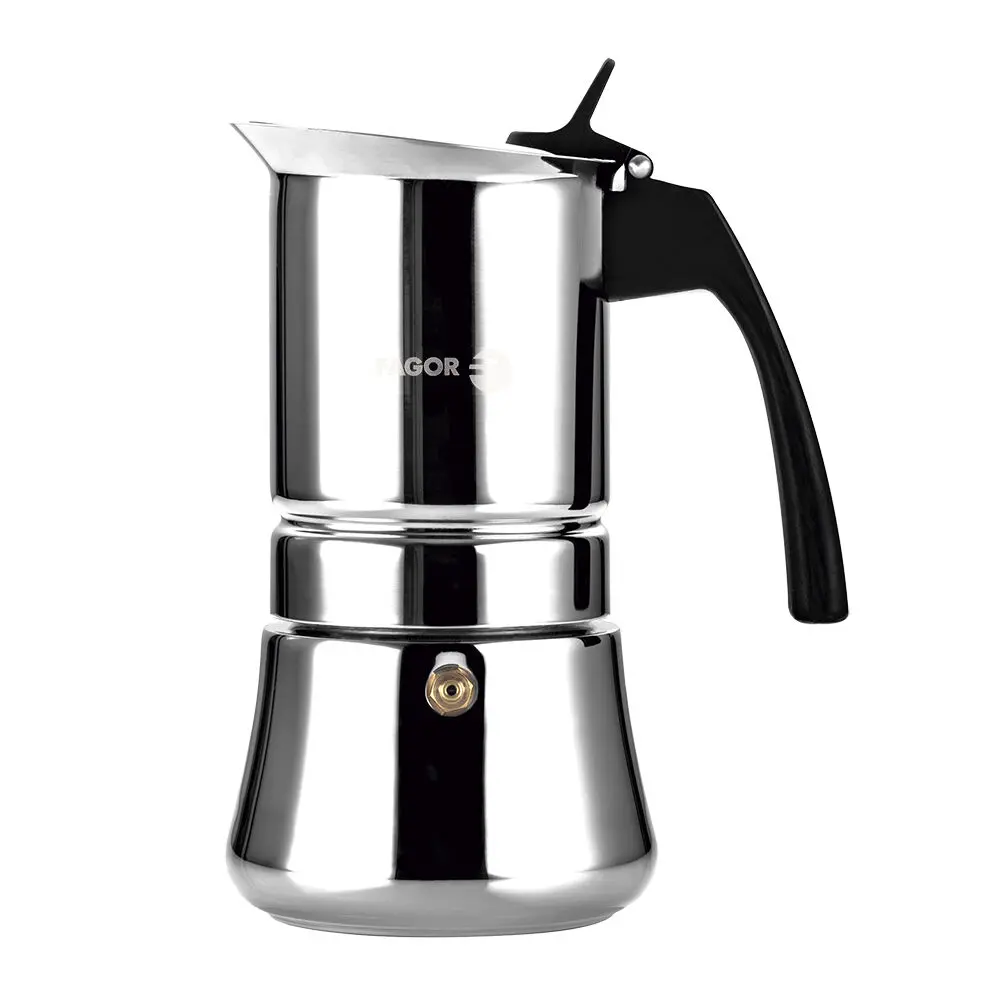 Fagor Etnica Stainless Steel 4 Cups Espresso Coffee Maker Moka Pot Silver 1