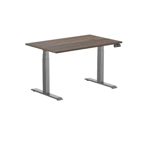 Desky Dual Melamine Sit Stand Desk 120Cm Jarrah Legno Desktop And Space Grey Frame 1