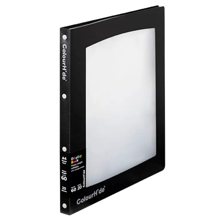 Colourhide Refillable Display Book 20 Pockets Medium Weight A4 Black/Clear 10 Pack 2