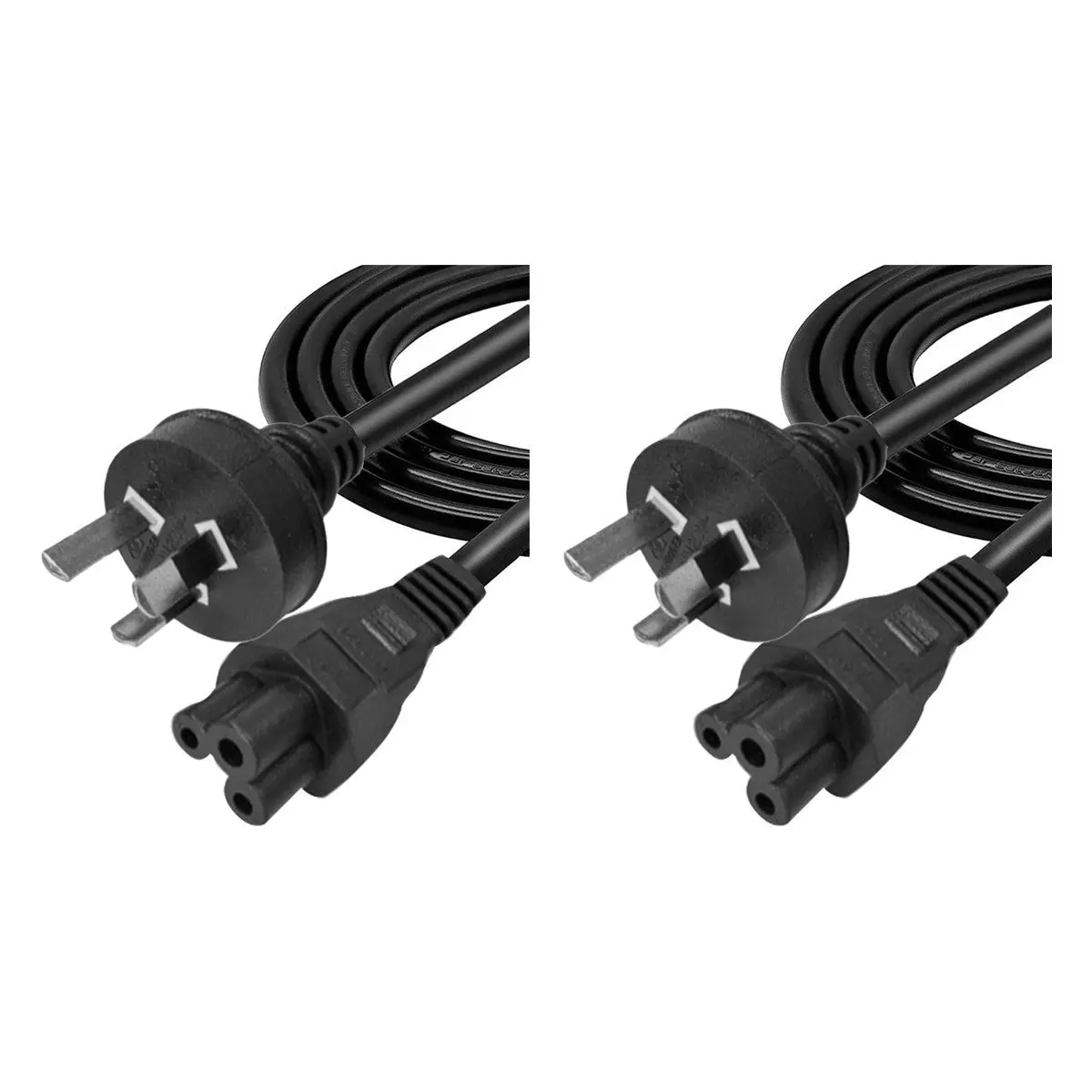 [2Pk] Booc Australian Standard 3-Pin Power Cord (Cloverleaf / Iec C5)- H03vv-F- 3×0.75Mm²- 1M- Black 1