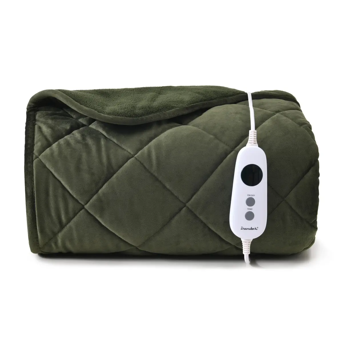 Dreamaker Haven Velvet Heated Throw [130X160cm] (Olive) 1