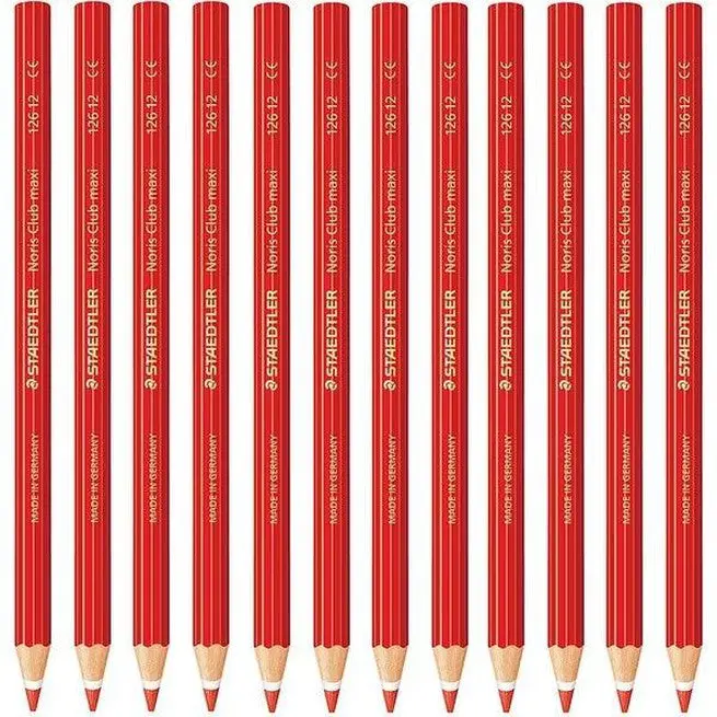 Staedtler Noris Club Maxi Learner Coloured Pencils Pack 12 (Red) 1