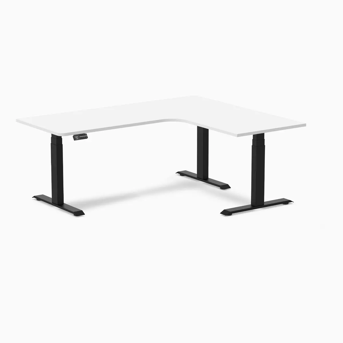 Desky L-Shape Melamine Sit Stand Desk 1800X1500mm - Left Return (White Desktop/Matte Black Leg) 1