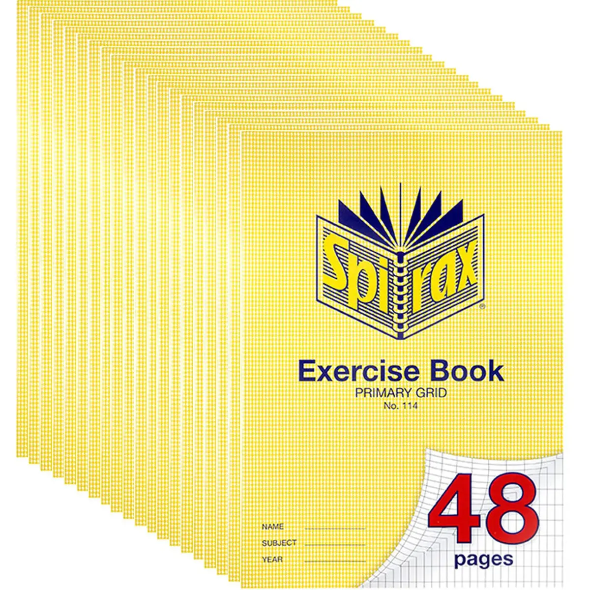 Spirax 114 Exercise Book Primary Grid 10X5mm 70Gsm 48 Page A4 20 Pack 1