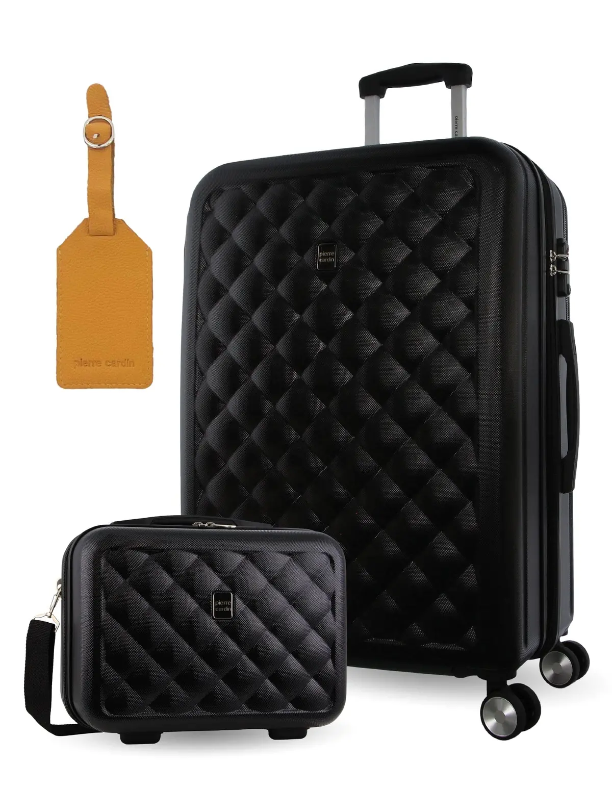 Pierre Cardin Large Hard-Shell Suitcase & Mini Beauty Travel Case W/ Tag Black 1