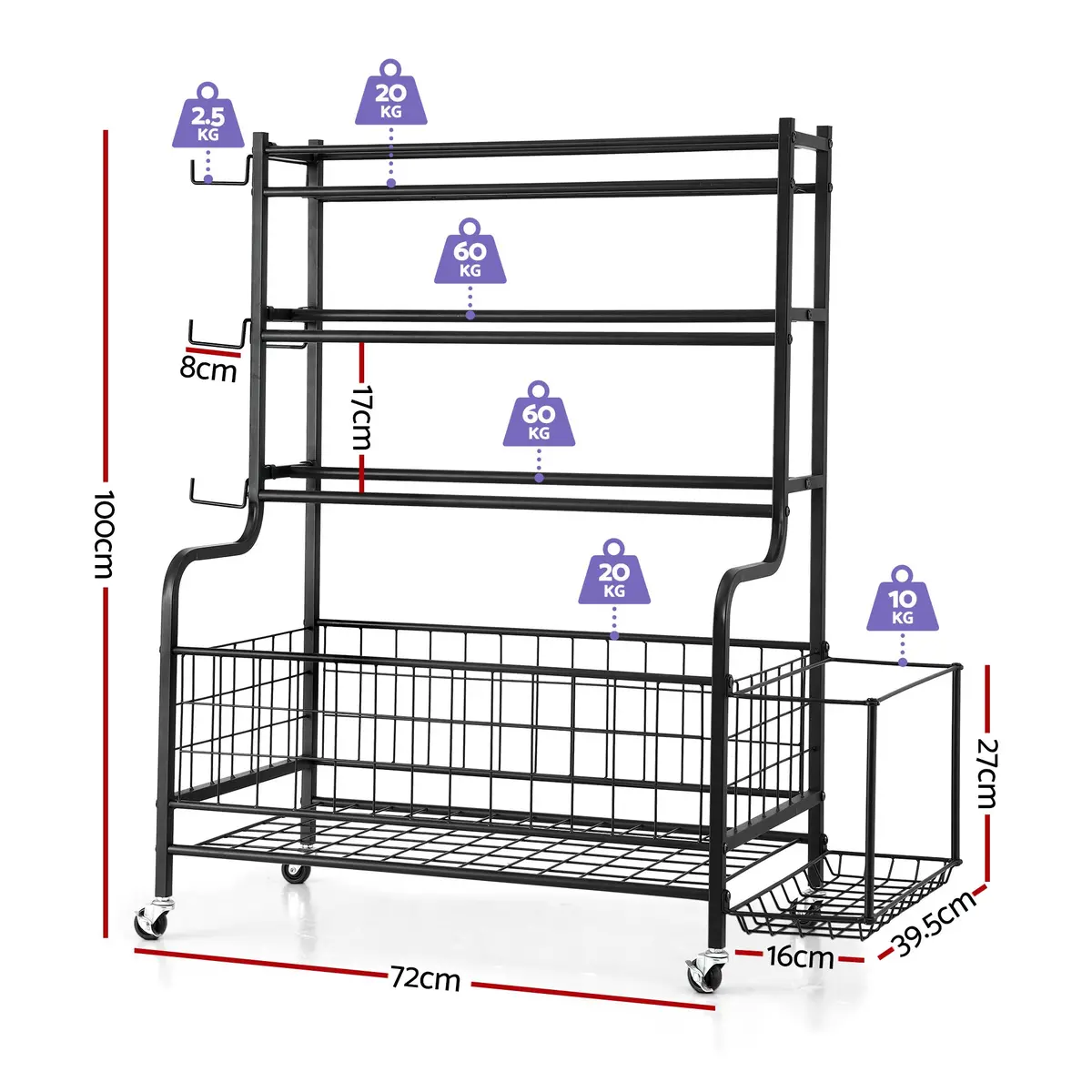 Everfit Dumbbell Rack Weight Rack For Dumbbells Home Gym Storage Black 2