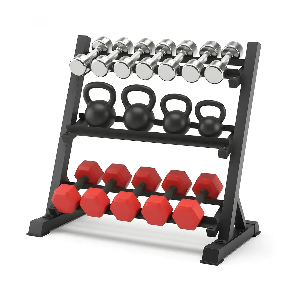 Everfit Dumbbell Rack 3-Tier Heavy Duty Weight Storage For Home Gym 300Kg Capacity Black 1