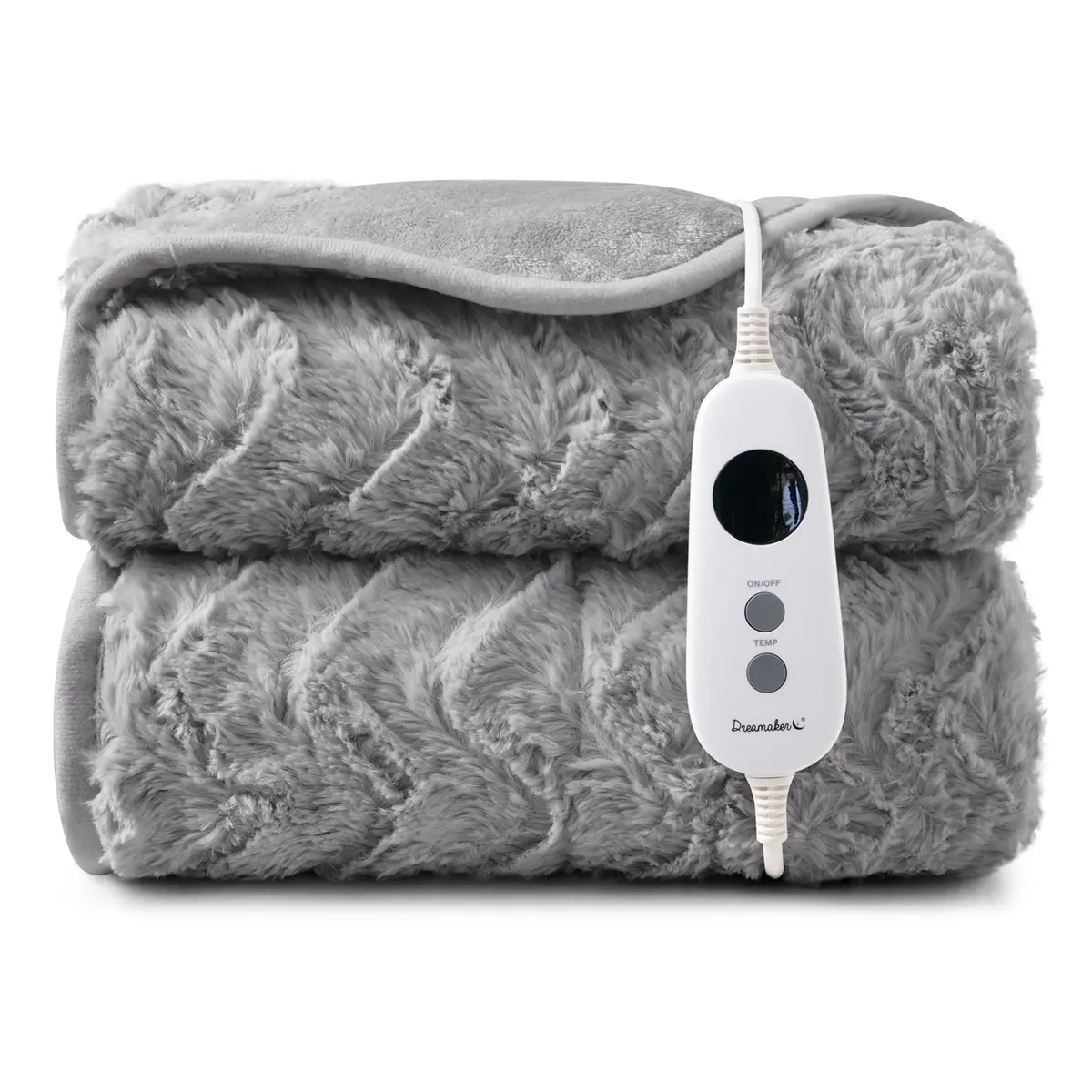 Dreamaker 500Gsm Faux Fur Electric Heated Throw Blanket [180X200cm] (Silver) 1