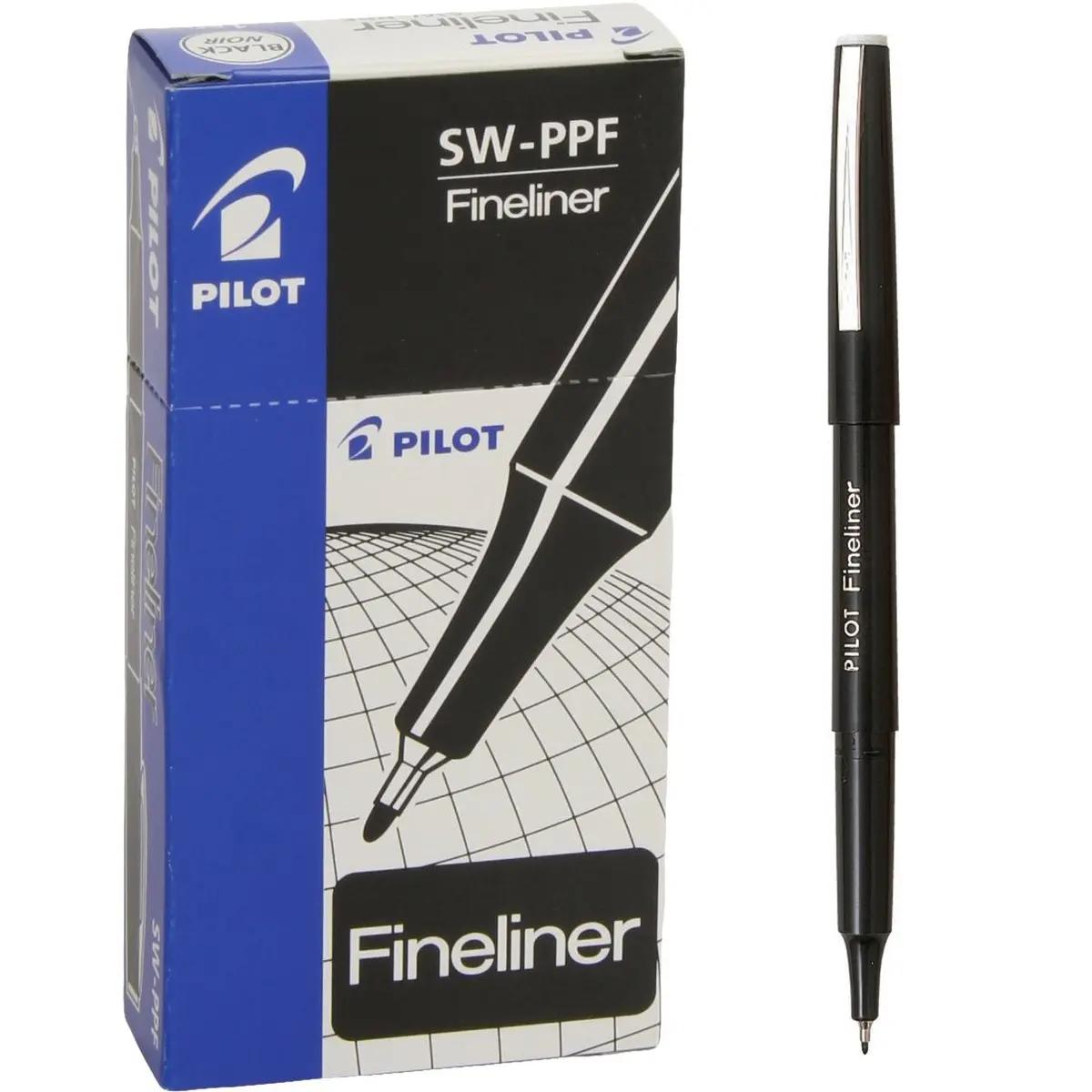 Pilot Original Fineliner Pen Marker 0.4Mm Black Box 12 1