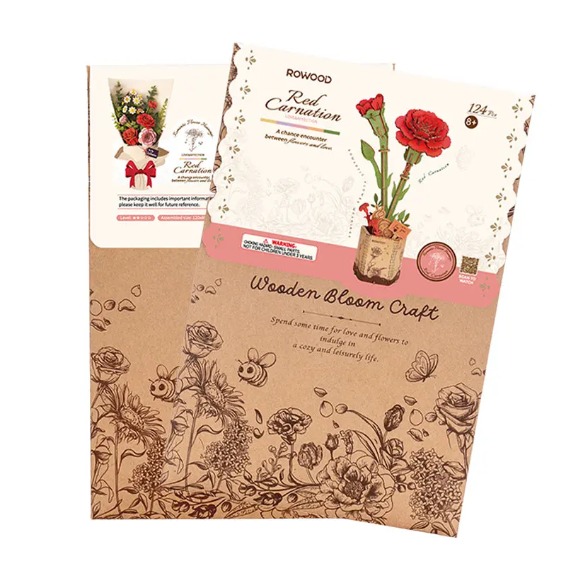 Robotime Wood Bloom Red Carnation 1