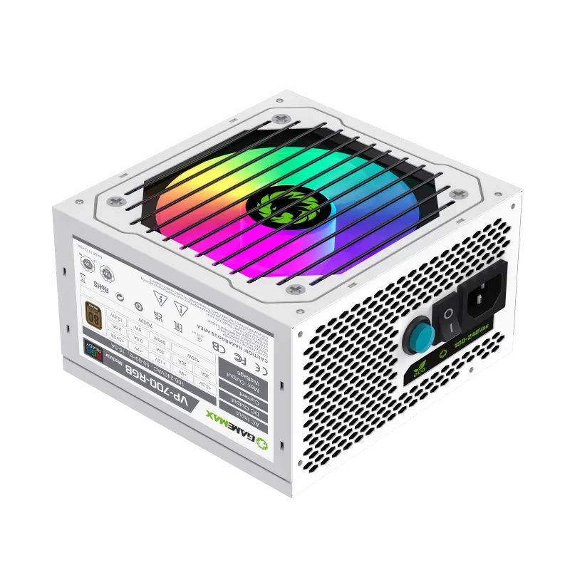 Gamemax 700W White Power Supply - Vp-700-Rgb-M Semi-Modular Psu, 80 Plus Bronze, 120Mm Rgb Fan, Aura Sync Support, High Performance Gaming Psu 1