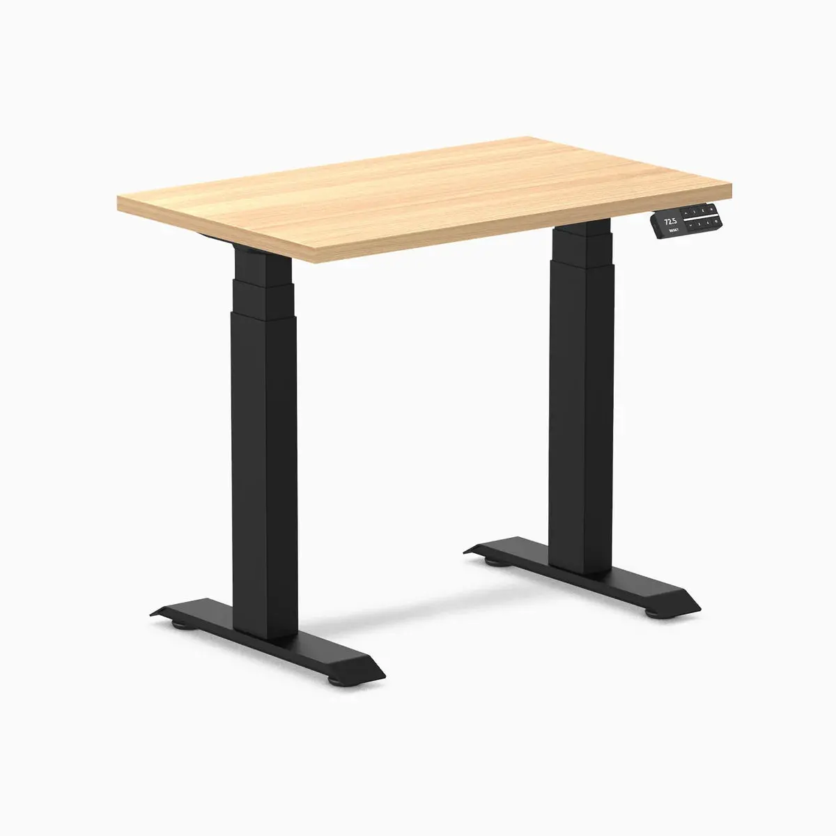 Desky Dual Mini Sit Stand Desk 800X500 Sublime Teak Desktop And Matte Black Frame 2