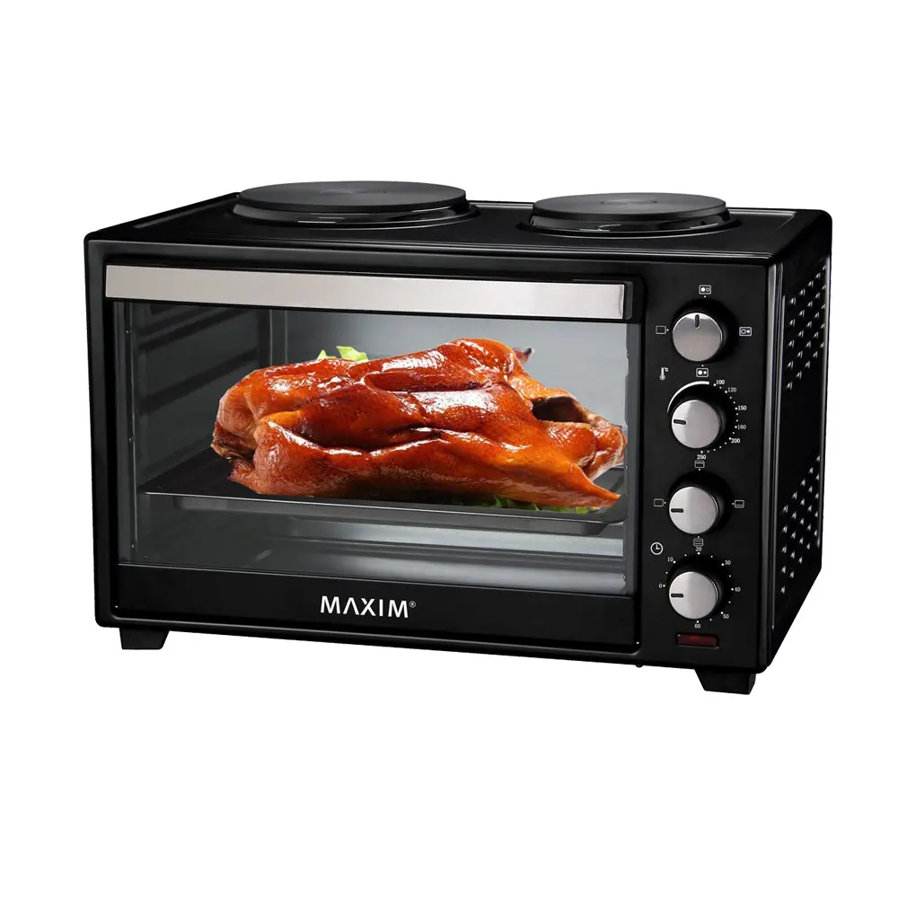 Maxim Countertop Oven With Hot Plates 30L 100-250C 60 Min Timer (Black Wire Rack) 1