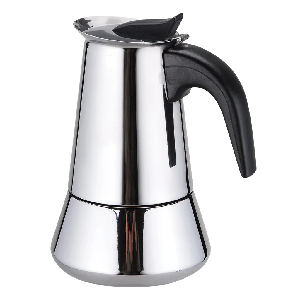 Casabarista Roma Stainless Steel 4 Cups Espresso Coffee Maker Moka Pot Silver 1