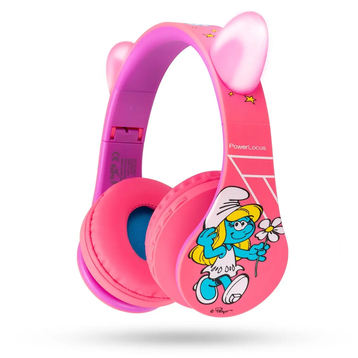 Powerlocus P1 Kids Bluetooth Headphone Smurfs Edition Cat Ears (Pink) 1