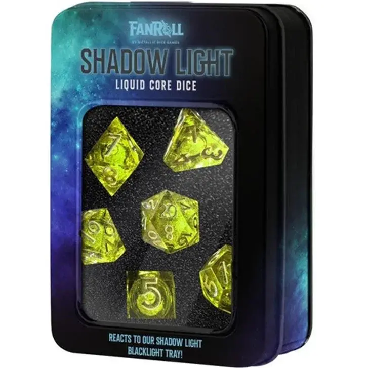 Fanroll By Metallic Dice Games Mdg Shadow Light Uv Reactive Elixir Liquid Core Dice Set Accessories 1