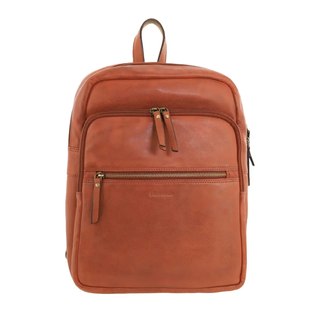 Pierre Cardin Vintage Leather Business/Laptop Backpack Bag 29X35cm Cognac 1
