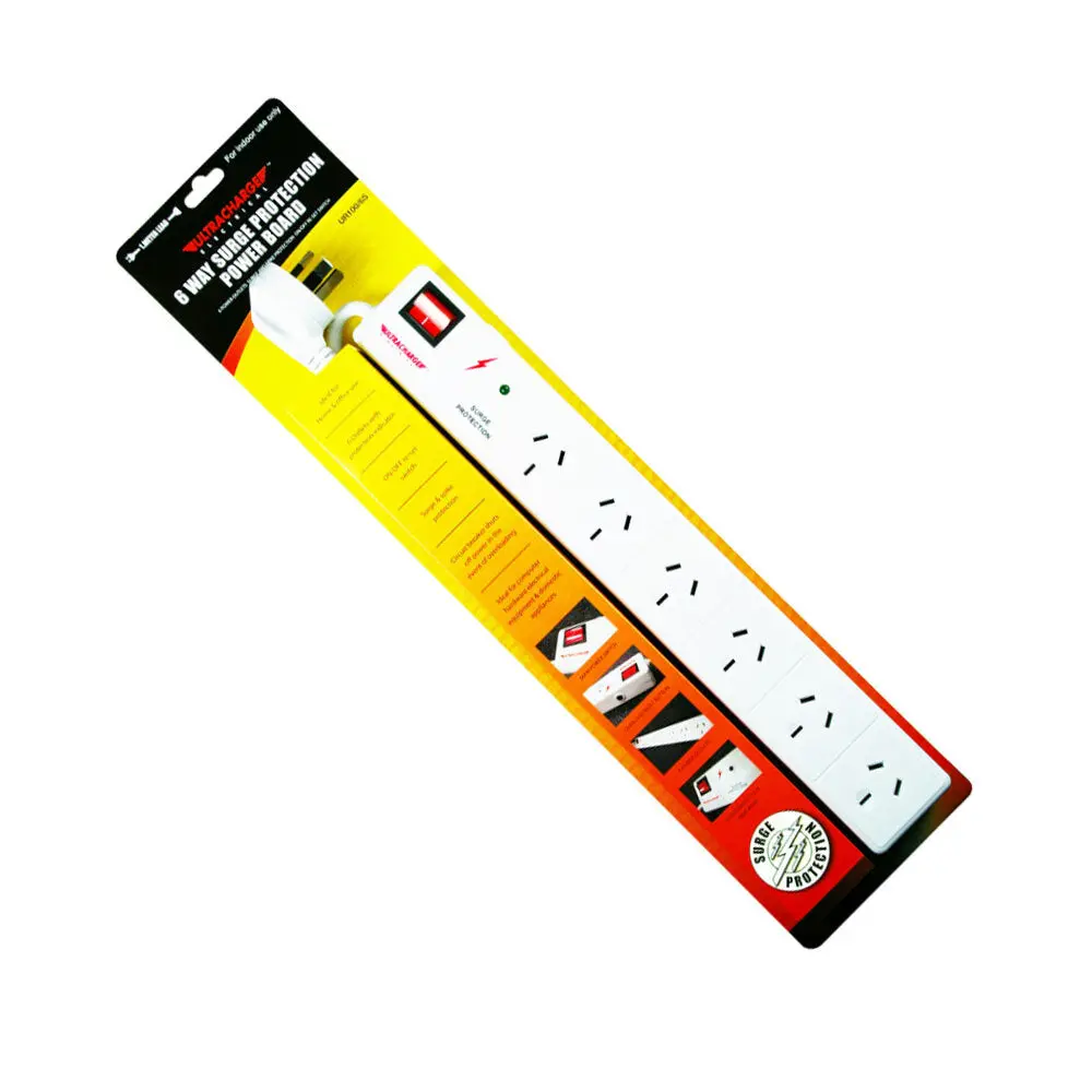 Ultracharge 6-Socket Power Strip Board With Surge Protection 1M Cord (White) 2
