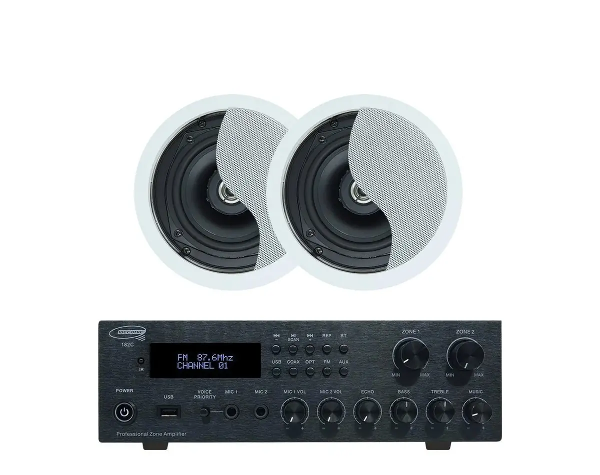 Weconic Bluetooth Amplifier 5.25" Ceiling Speaker Package Cafe Restaurant 182C+Sa350w - 1