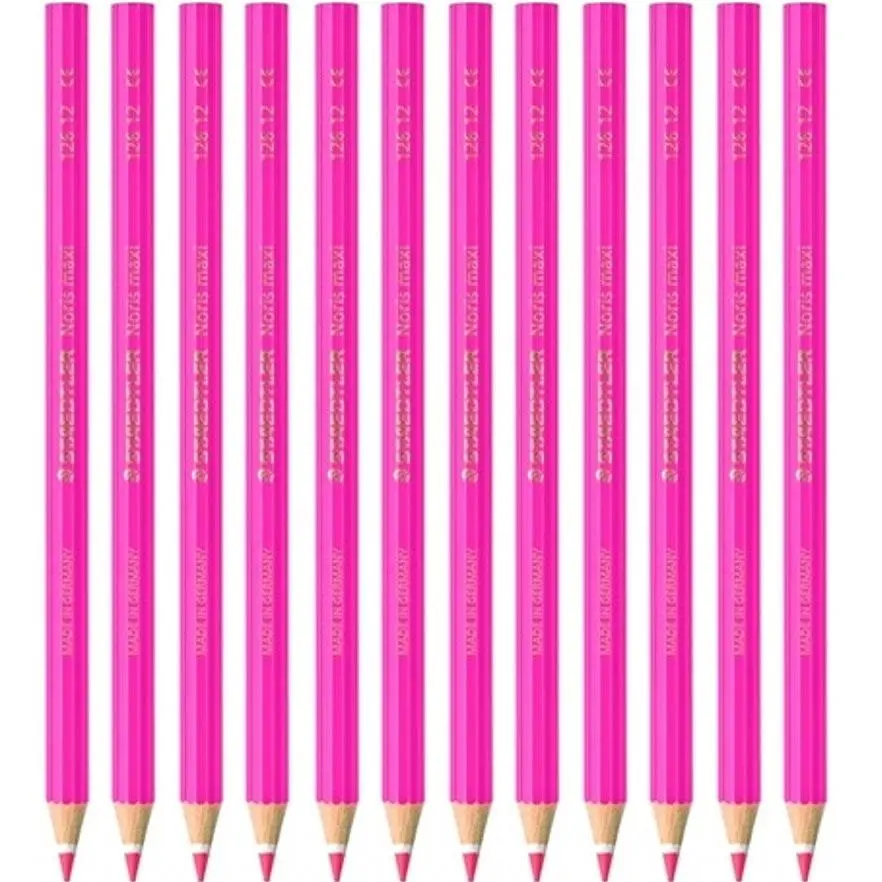 Staedtler Noris Club Maxi Learner Coloured Pencils Pack 12 (Pink) 1