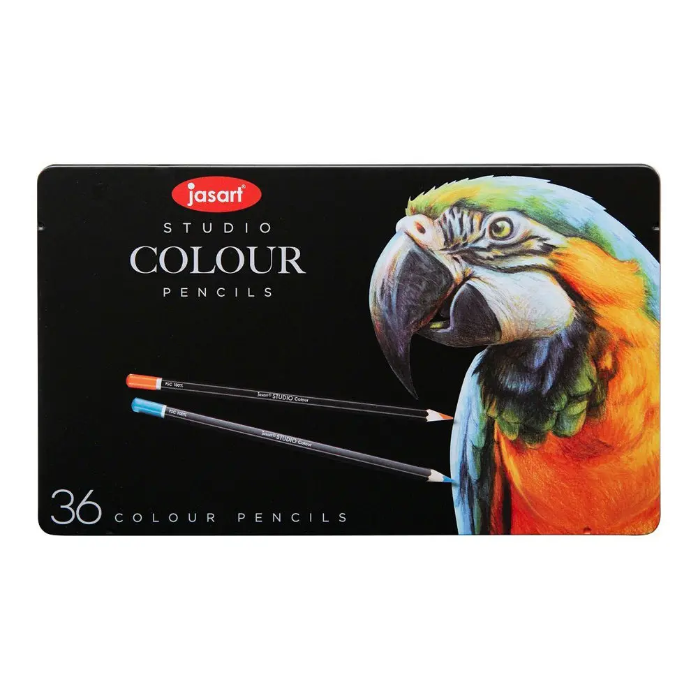 36Pc Jasart Studio Art/Craft Tin Colour Pencil Set Non-Toxic 1