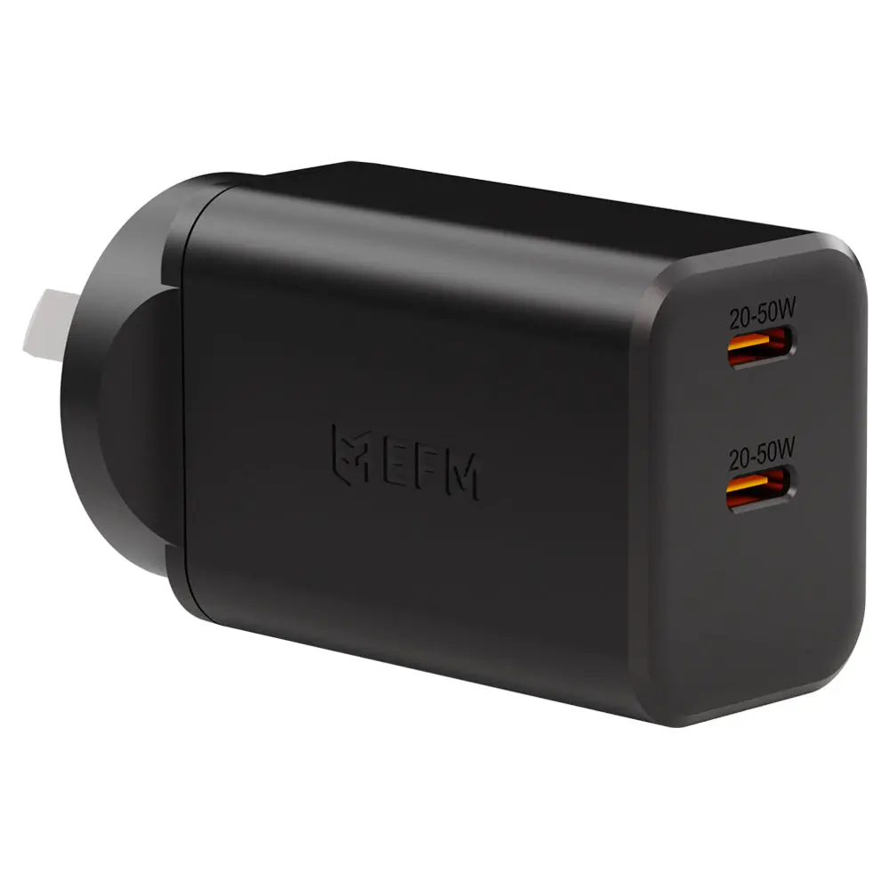 Efm Eco 50W Dual Port Gan Wall Charger With Power Delivery And Pps (Black) 1