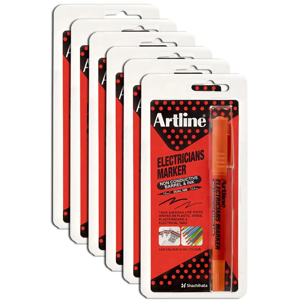 Artline Electricians Permanent Marker 1/4Mm Dual Nib (Orange) [12-Pieces] 1