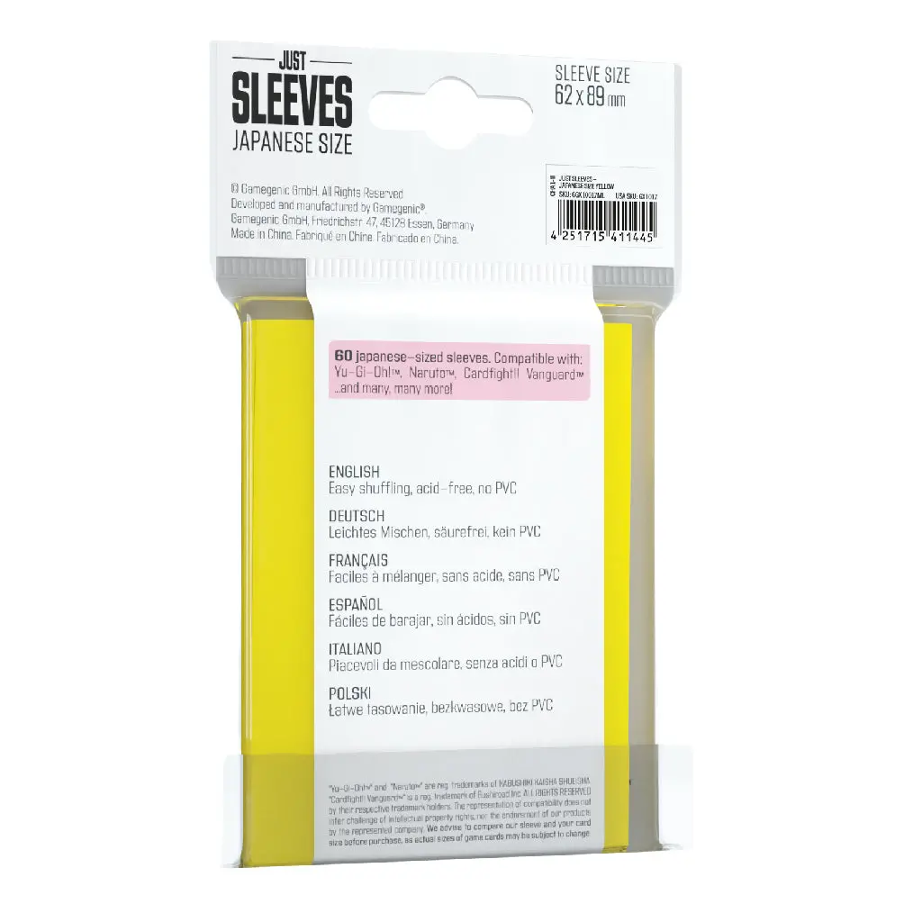 Gamegenic Just Sleeves Japanese Size (Yellow) 1