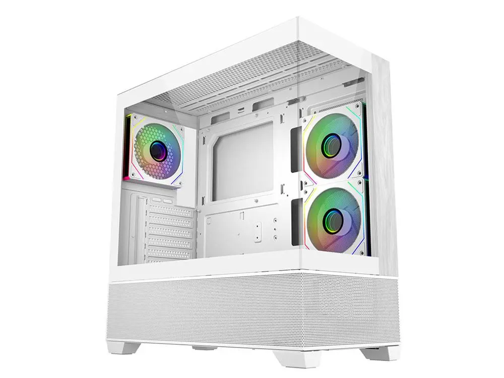 Cooler Master Elite 690 Wood Dual Tempered Glass Mid-Tower Case (White) 2