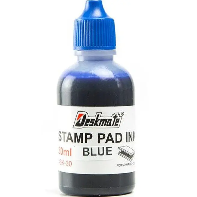 Deskmate Stamp Pad Refill Ink Bottle 30Ml Blue 1