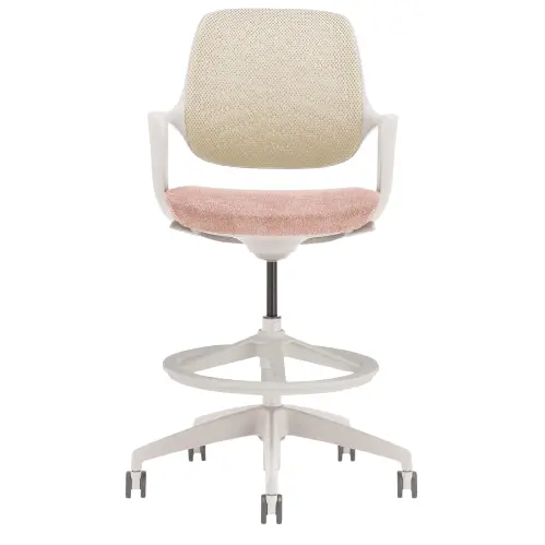 Desky Evoque Low Back Office Chair - White + Peach / Yes 1