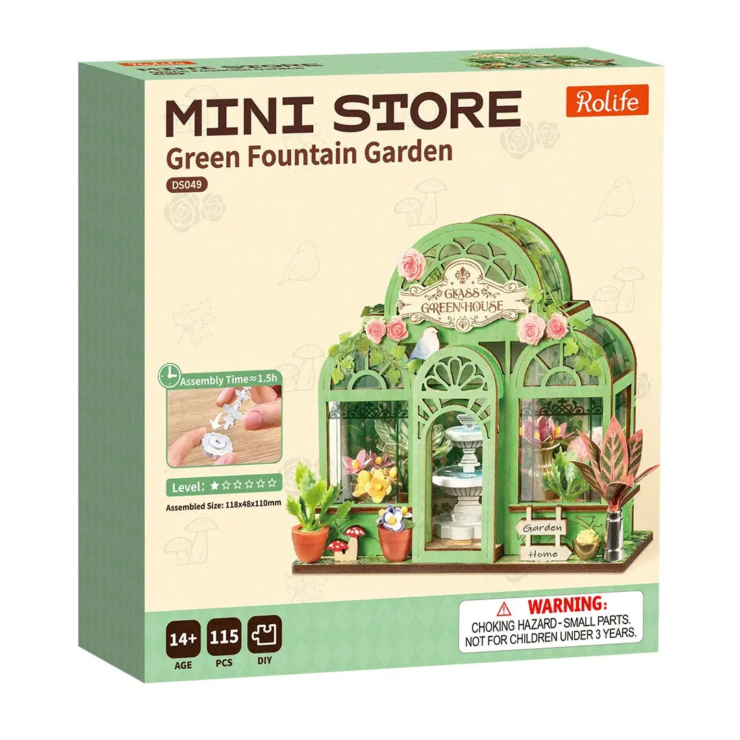 Robotime Diy Mini Store Green Fountain Garden 1