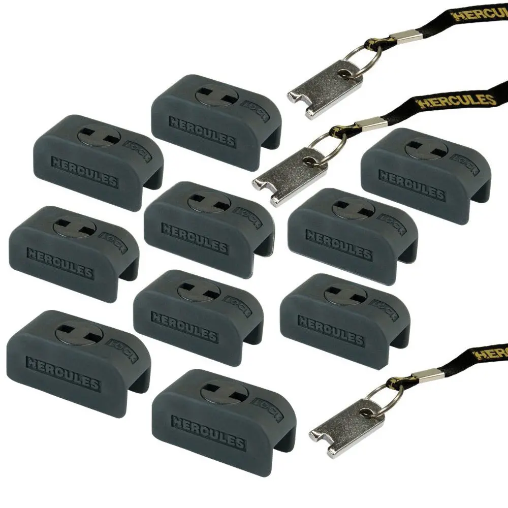 Hercules Safety Lock With 3 Keys For Auto Grip Guitar Hanger 10Pc (Black) 1