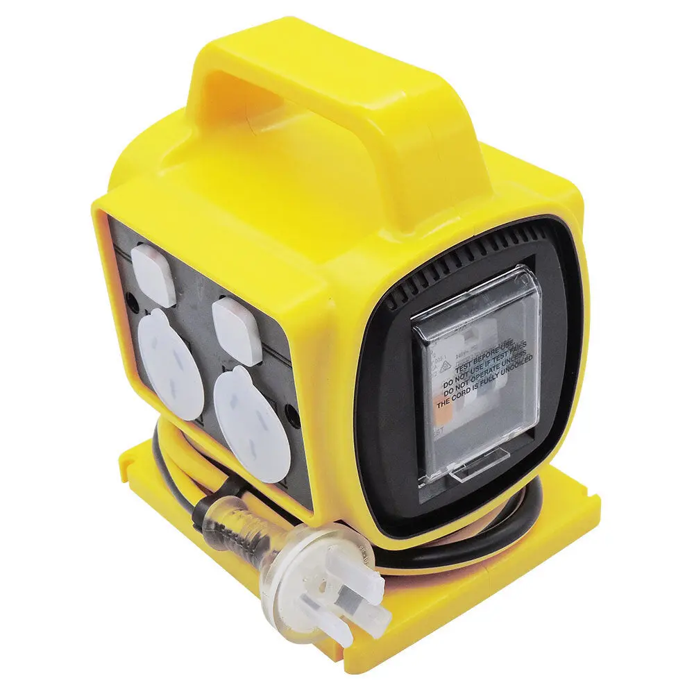 Ultracharge 10A 4-Way Rcd Safety Power Block With Plug Sockets (Yellow) 2