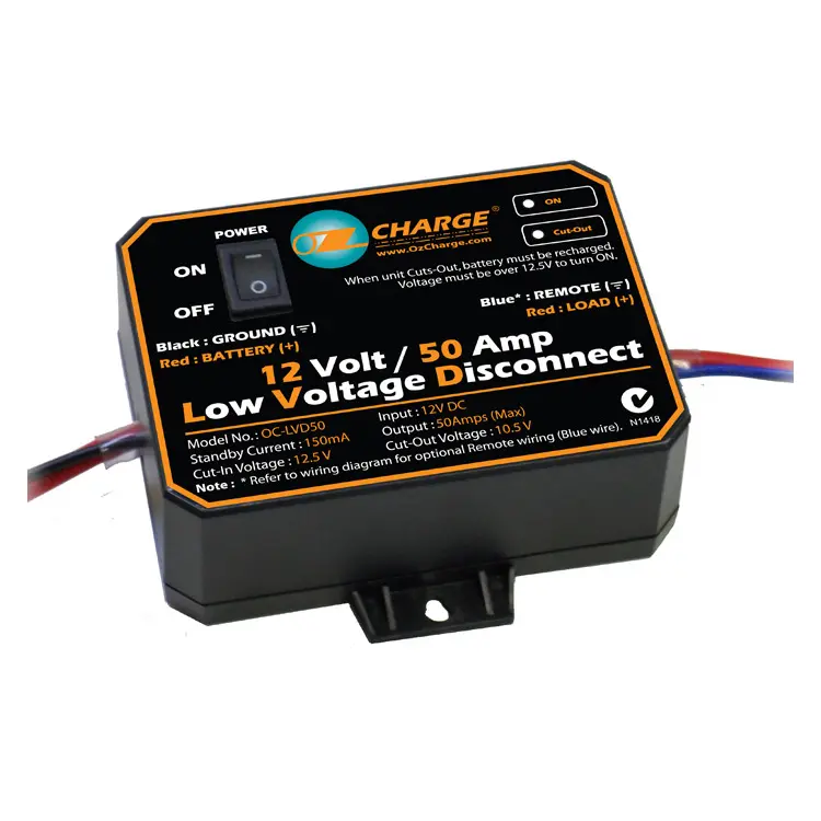 Ozcharge Oc-Lvd50 12V 50A Amp Low Voltage Disconnect Lvd Caravan 1