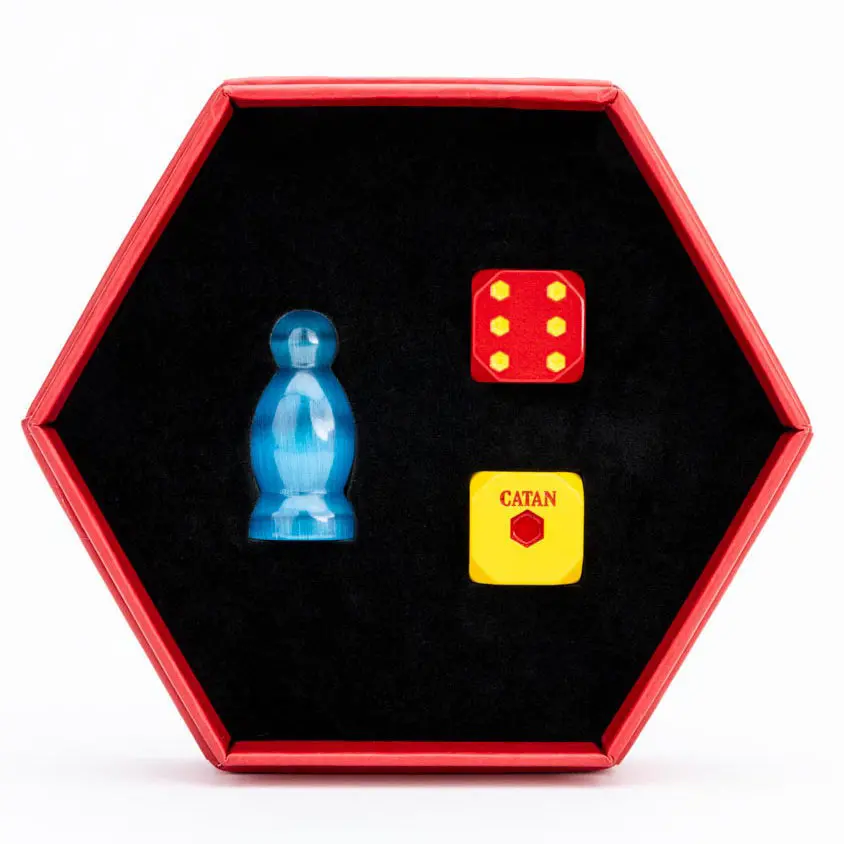 Fanroll By Metallic Dice Games Mdg Catan Premium Robber And Metal Dice Set Cat's Eye Aquamarine 1