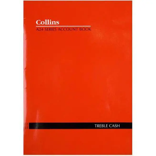 Collins A24 Series Account Book 3 Money Column Treble Cash 24 Leaf A4 Red 1
