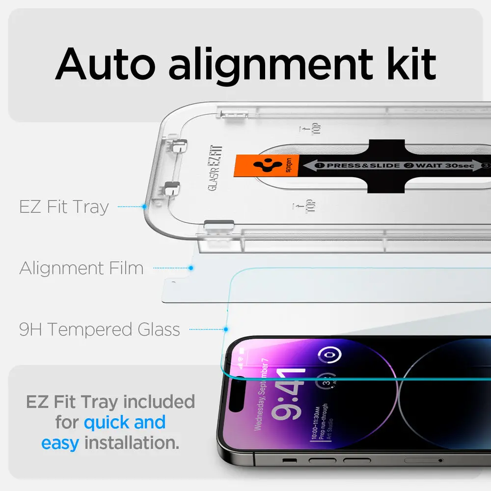 Spigen Apple Iphone 14 Pro Max Ez Fit Glas.Tr Slim (Sensor Protection) 2Pcs Glass Screen Protector - Clear 2