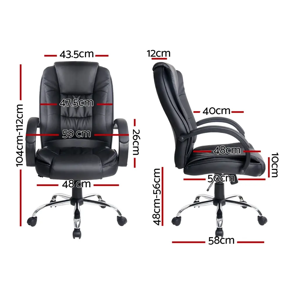Artiss Executive Office Chair Leather Tilt (Black) 2