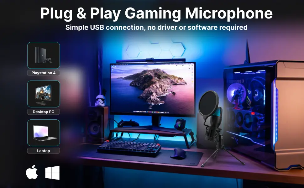 Laser Rgb Gaming Desktop Microphone Plug-And-Play (Black) 2