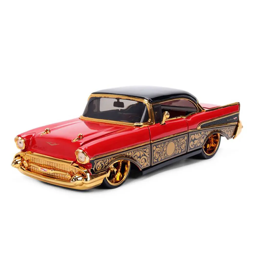 Jada 1:24 Pink Slips 1957 Chevrolet Bel Air Red Gold Diecast Vehicle Model 1