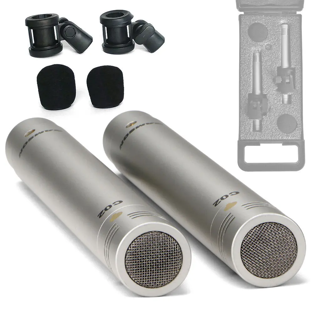 Samson C02 Condenser Pencil Microphones With Clip & Base (2-Pack) 1