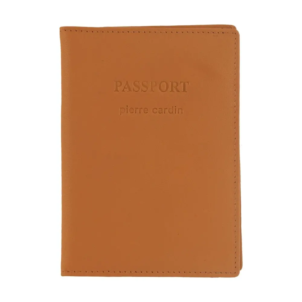 Pierre Cardin Leather Passport Holder/Cover Protected Rfid Wallet Apricot 1
