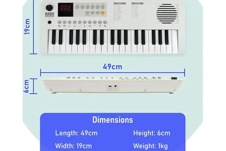 Axus Mini Keyboard 37 Key Keyboard (White) 2