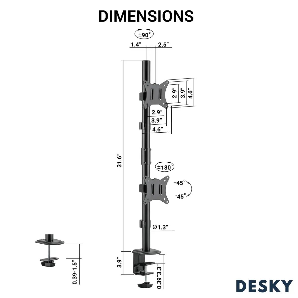 Desky Eco Vertical Monitor Mount - White 2
