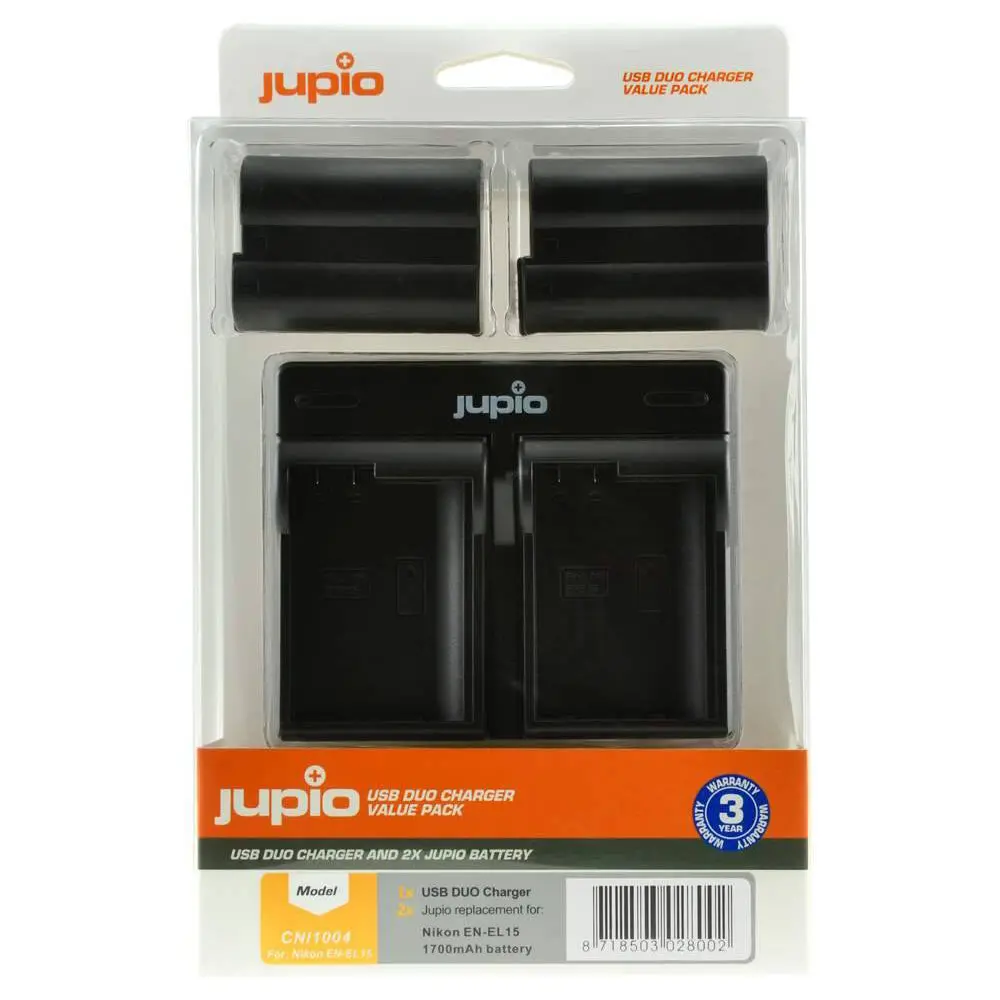 Jupio 2X Batteries 1700Mah & Usb Dual Charger Kit For Nikon En-El15 1